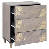 Sideboard Grey and Gold 60 x 33 x 75 cm Solid Mango Wood 4018775