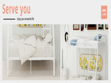 White metal bunk bed with bunk beds, suitable for adults and children, equipped with ladder safety W3987P434158