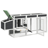 Chicken Coop Grey 204x50x84 cm Solid Wood Pine 172237