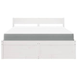 Bed with Drawers and Mattress White 140x200 cm Solid Wood Pine 3281899