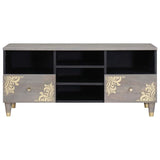 TV Cabinet with Drawer Grey 100 x 33 x 46 cm Solid Mango Wood 4018790