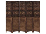 Room Divider 5 Panels Dark Brown Solid Wood Paulownia 358712