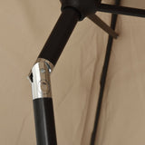 Garden Parasol with LED Lights and Steel Pole 300 cm Taupe 44512