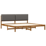 Bed Frame with Upholstered Headboard Natural and Light Grey 3405042