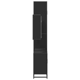 ZNTS 3 Piece Bathroom Furniture Set Black Engineered Wood 3301090