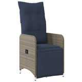 Reclining Garden Chair with Cushions Grey Poly Rattan 365699