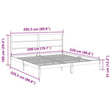 Extra Long Bed Frame without Mattress 200x220 cm Solid Wood 3309291