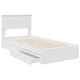 Storage Bed with Headboard White 75 x 190 cm Engineered Wood 3408508