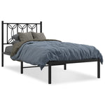 Metal Bed Frame without Mattress with Headboard Black 90x200cm 376121