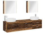 Bathroom Furniture Set 5 pcs Old Wood Engineered Wood and Glass 3407013