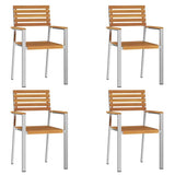 Garden Chair 4 pcs Solid Acacia Wood and Stainless Steel 42006198