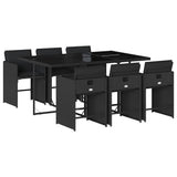 Garden Dining Set Black PE Rattan 6-seater Foldable 3211087