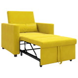 Pull out Sofa Bed Single Yellow 90 x 165 x 87 cm Velvet 42002704