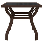 Garden Table Brown and Black 140x70x70 cm Steel and Glass 318772