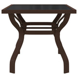 Garden Table Brown and Black 140x70x70 cm Steel and Glass 318772