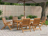 7-Piece Garden Dining Set Natural Solid Acacia Wood 3434575