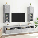 TV Cabinets with LED Lights 2 pcs Concrete Grey 30.5x30x102 cm 837022