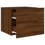 ZNTS Wall-mounted Bedside Cabinet with LED Lights Brown Oak 836824