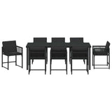 Garden Dining Set 9 pcs Black Poly Rattan 3380748