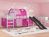 Kids'Loft Bed Frame White and Pink 90 x 200 cm Metal 42020867