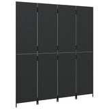 Room Divider 4 Panels Black Poly Rattan 365360
