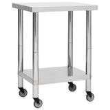 Kitchen Work Table with Wheels 60x45x85 cm Stainless Steel 51632