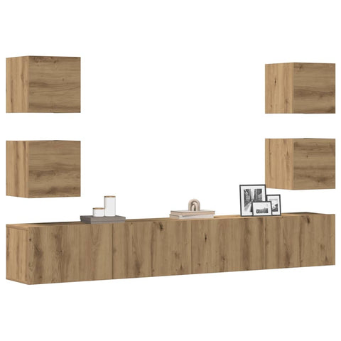 ZNTS Wall Mounted TV cabinets 6 pcs Artisan Oak Engineered Wood 3328970