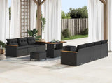 Garden Sofa Set with Cushion 14 pcs Black Poly Rattan 3364959