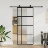 Sliding Door with Hardware Set Black 90x205 cm Tempered Glass 3375839