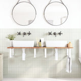 Basin Shelf Wall Mounted Steel and Solid Wood Acacia 3302840
