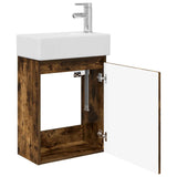 Bathroom Vanity Unit with Tap Smoked Oak 45.5 x 22.5 x 84 cm 889456