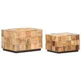 Coffee Tables 2 pcs with Block Design Rough Mango Wood 286435