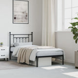 Metal Bed Frame without Mattress with Headboard Black 80x200cm 353528