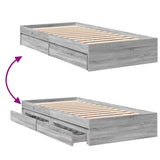 Bed Frame with Drawers without Mattress Grey Sonoma 90x200 cm 3280683