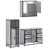 ZNTS 3 Piece Bathroom Furniture Set Grey Sonoma Engineered Wood 3300993