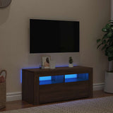 TV Cabinet with LED Lights Brown Oak 90x35x40 cm 822723