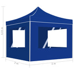 Professional Folding Party Tent with Walls Aluminium 2x2 m Blue 48931