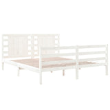 Bed Frame without Mattress White 150x200 cm King Size Solid Wood Pine 3104289