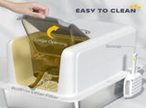 Stainless Steel Cat Litter Box with Removable Lid, Scoop, Filter Bags, for Larger Cats, White T3398P376114