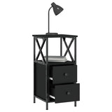 ZNTS Bedside Cabinet Black 34x35.5x70 cm Engineered Wood 825943