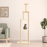 Cat Tree with Sisal Scratching Posts Cream 183 cm 171744