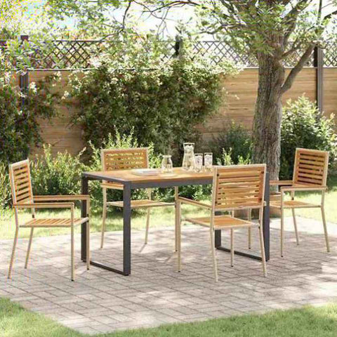 Garden Dining Set 5 pcs Beige Poly Rattan 3365474