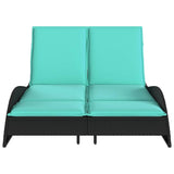 Sun Lounger with Cushions Black 114x205x73 cm Poly Rattan 368295
