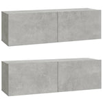 Wall TV Cabinets 2 pcs Concrete Grey 100x30x30 cm Engineered Wood 804548