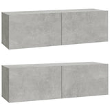 Wall TV Cabinets 2 pcs Concrete Grey 100x30x30 cm Engineered Wood 804548