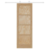 Sliding Door Natural and White 73.5 x 211 cm Solid Pine Wood 3445468