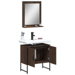 ZNTS 2 Piece Bathroom Cabinet Set Brown Oak Engineered Wood 3214338