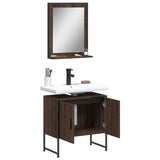 2 Piece Bathroom Cabinet Set Brown Oak Engineered Wood 3214338