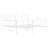 Metal Bed Frame without Mattress with Footboard White 193x203cm 373960