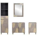Bathroom Cabinet Set with Drawer 4 pcs Grey Solid Mango Wood 3310155